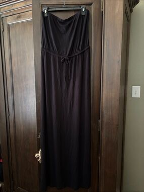 Old Navy Black Strapless Maxi Coverup with Drawcord Waist Large